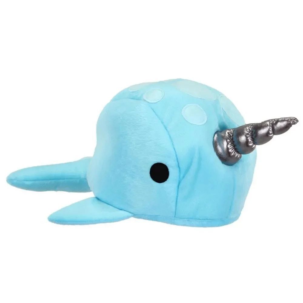 Elope Narwhal animal fish Hat light blue velour silver horn